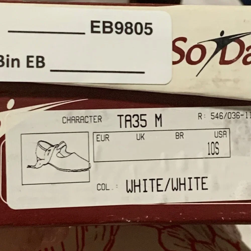 So Danca White Tyette Tap Valiant Vegan 10 Shoes Elastic Snaps Dance Recital